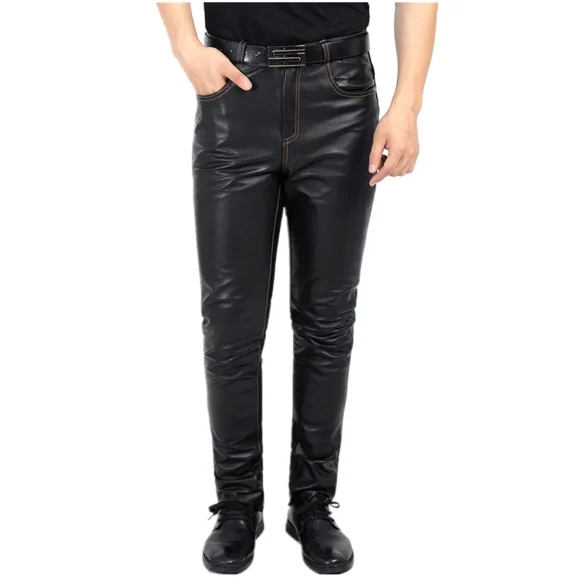 Pantalon Cuir Homme Véritable Coupe Droite – Image 3