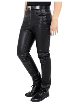 Pantalon Cuir Homme Véritable Coupe Droite
