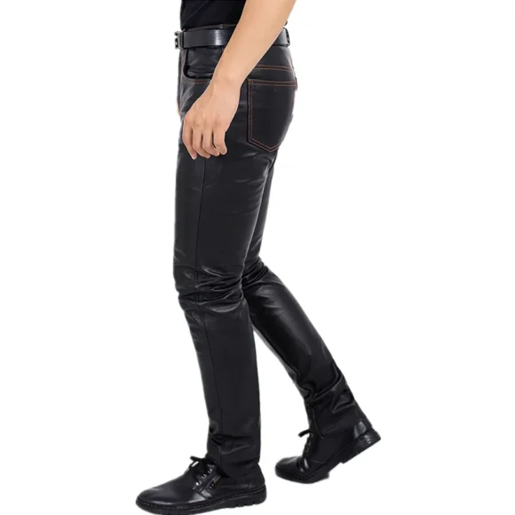 Pantalon Cuir Homme Véritable Coupe Droite – Image 4