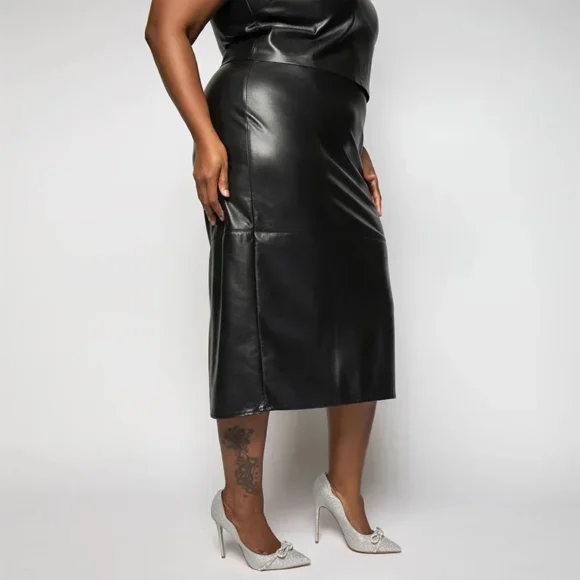 Ensemble grande taille jupe cuir sexy – Image 5
