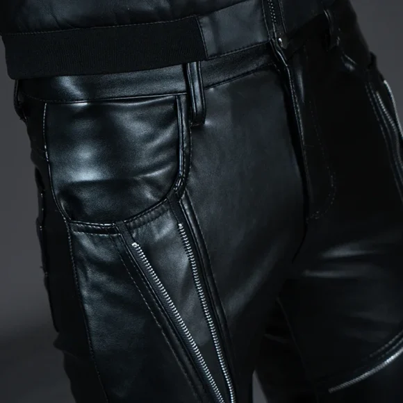 Pantalon Moto Homme Cuir Skinny Hiver – Image 4