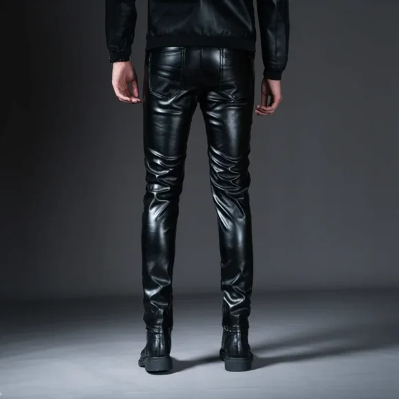 Pantalon Moto Homme Cuir Skinny Hiver – Image 2