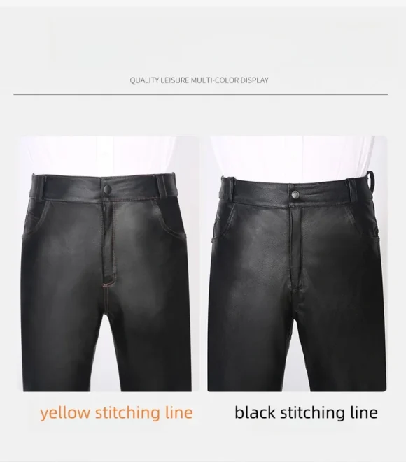 Pantalon Cuir Homme Véritable Coupe Droite – Image 6