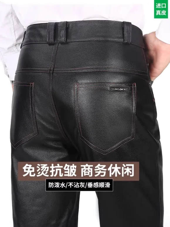 Pantalon Cuir Homme Véritable Coupe Droite – Image 5