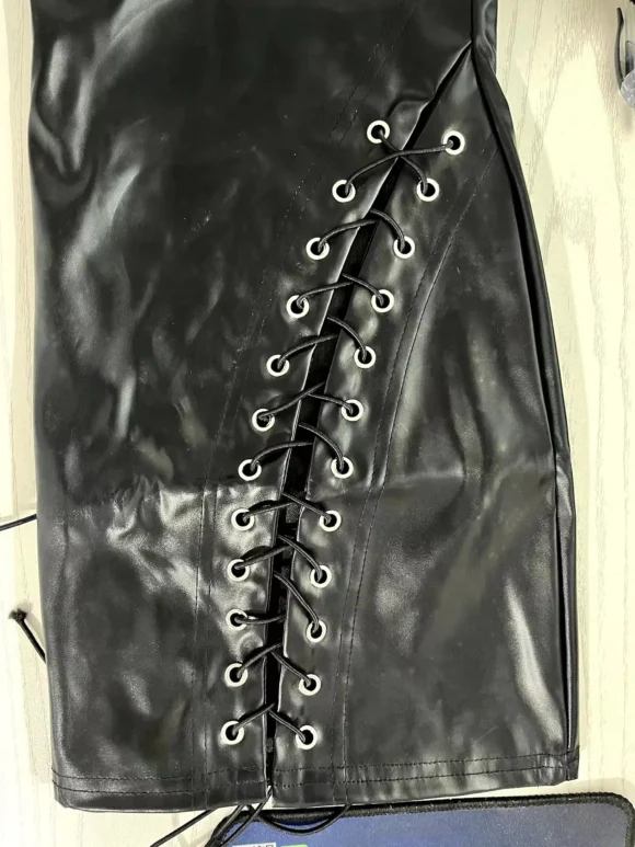 Mini jupe cuir lacets femme sexy – Image 3