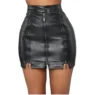 Jupe moulante noire simili cuir femme