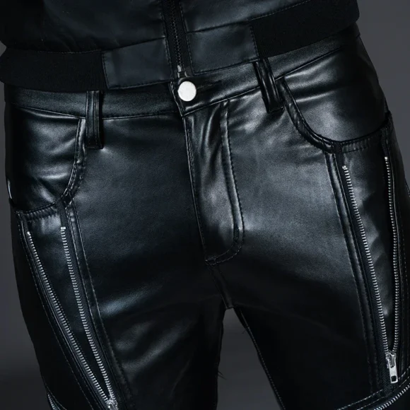 Pantalon Moto Homme Cuir Skinny Hiver – Image 3