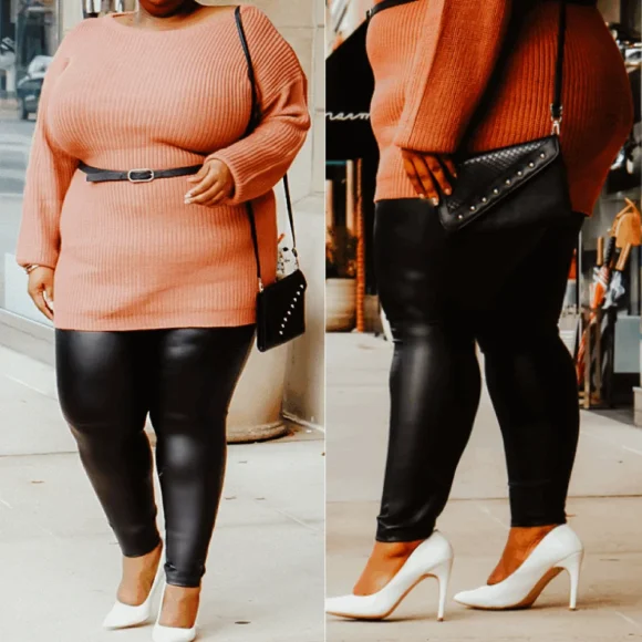 Ensemble jupe cuir grande taille sexy – Image 4