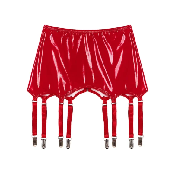 Jupe porte-jarretelles cuir brillant femme – Image 3
