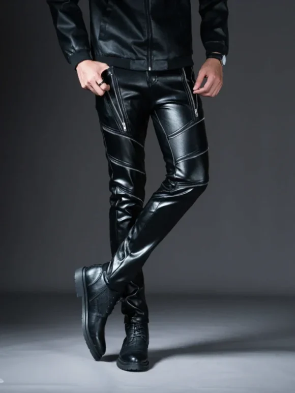 Pantalon Moto Homme Cuir Skinny Hiver