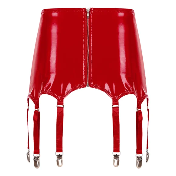 Jupe porte-jarretelles cuir brillant femme – Image 2